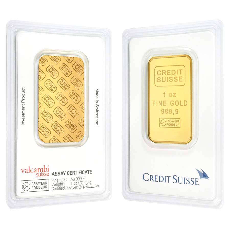   1 oz Credit Suisse .9999 24k Gold Bar  Fine 